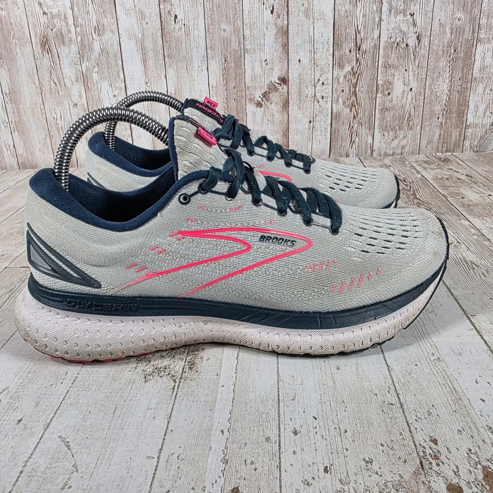 Brooks Glycerin 19 Womens Running Shoes Grey Navy Pink 1203431B110 Size 8.5 B